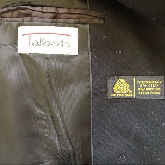 Talbots 100% Wool Made in USA Double Breasted Blazer Structured Size 10 Black - Picture 6 of 12